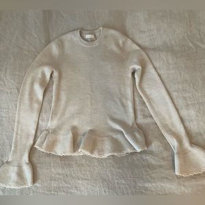 See By Chloe wool peplum oatmeal sweater crochet cottagecore